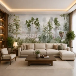 Buy premium Window Blinds & Wallpaper Online at Best Price in India 78 Misty Tropical Palm Garden Wallpaper – Serene Botanical Decor