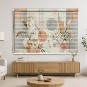Modern Abstract Floral Roller Zebra Blind