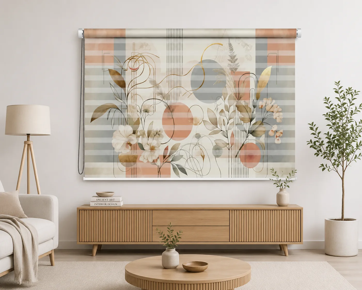 Modern Abstract Floral Roller Zebra Blind 1 Modern Abstract Floral Roller Zebra Blind