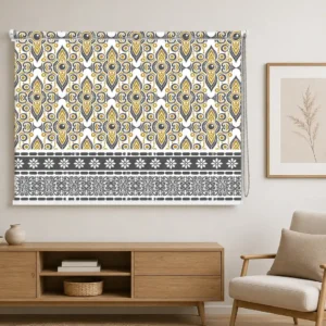 Mustard Yellow & Grey Ethnic Geometric Roller Blind