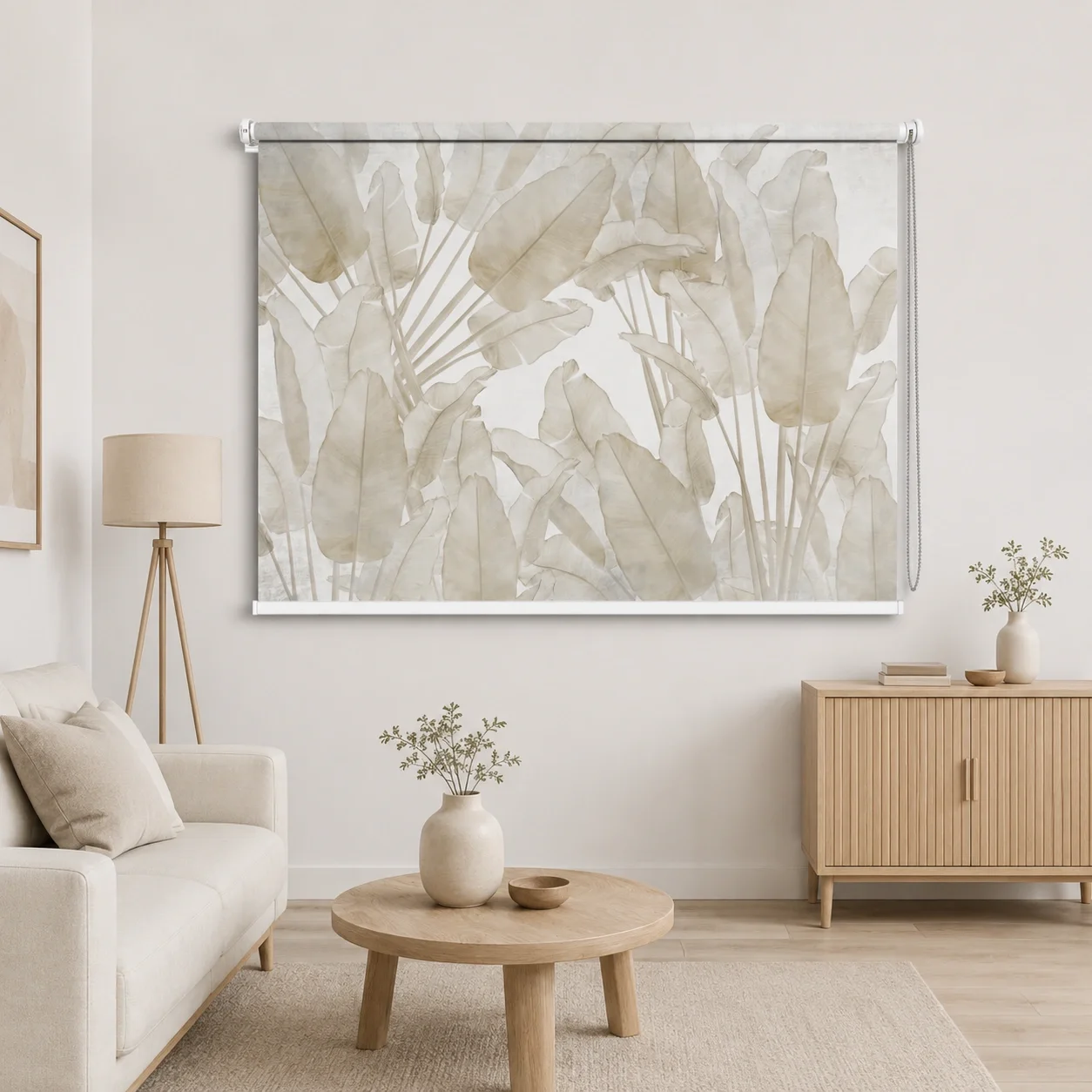 Neutral Tropical Palm Leaf Roller Blind 1 Neutral Tropical Palm Leaf Roller Blind