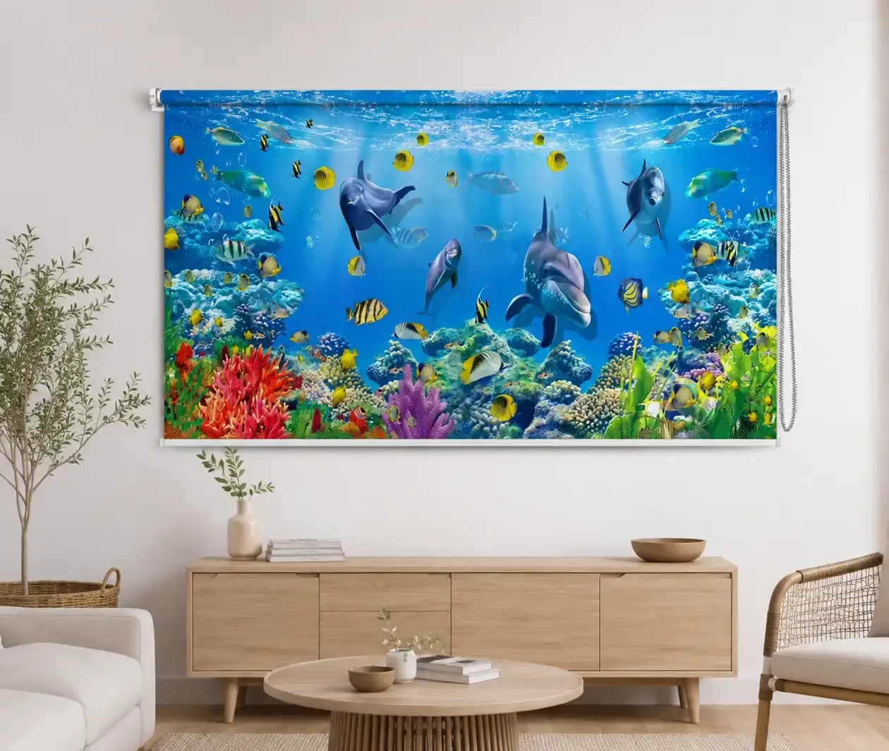 Ocean Scene, Dolphin Coral Reef Roller Blind for Kids Room 1 Ocean Scene, Dolphin Coral Reef Roller Blind for Kids Room