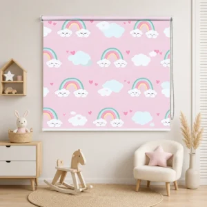 Pastel Rainbow & Cloud Roller Blind for Kids Bedroom