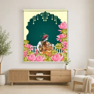 Radha Krishna Lotus Roller Blind for Mandir