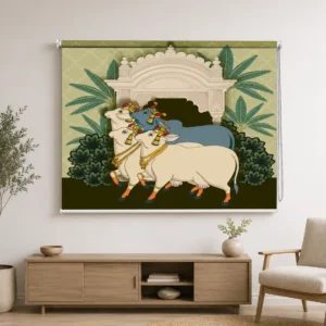 Sacred Kamadhenu Cow Roller Blind for Temple