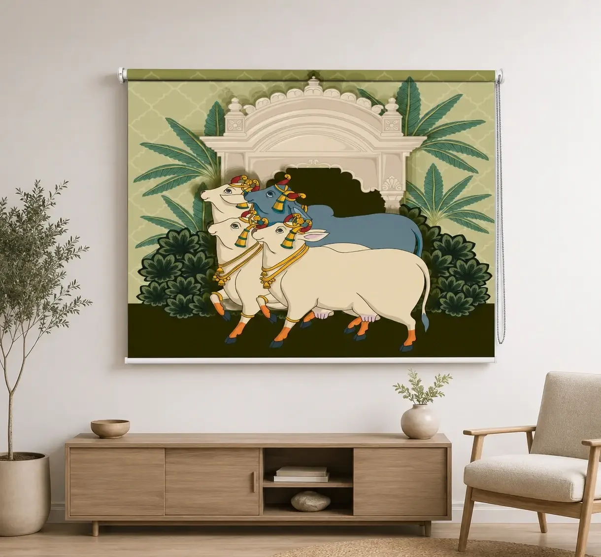Sacred Kamadhenu Cow Roller Blind for Temple 1 Sacred Kamadhenu Cow Roller Blind for Temple