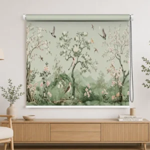 Sage Green Floral & Bird Botanical Garden Roller Blind