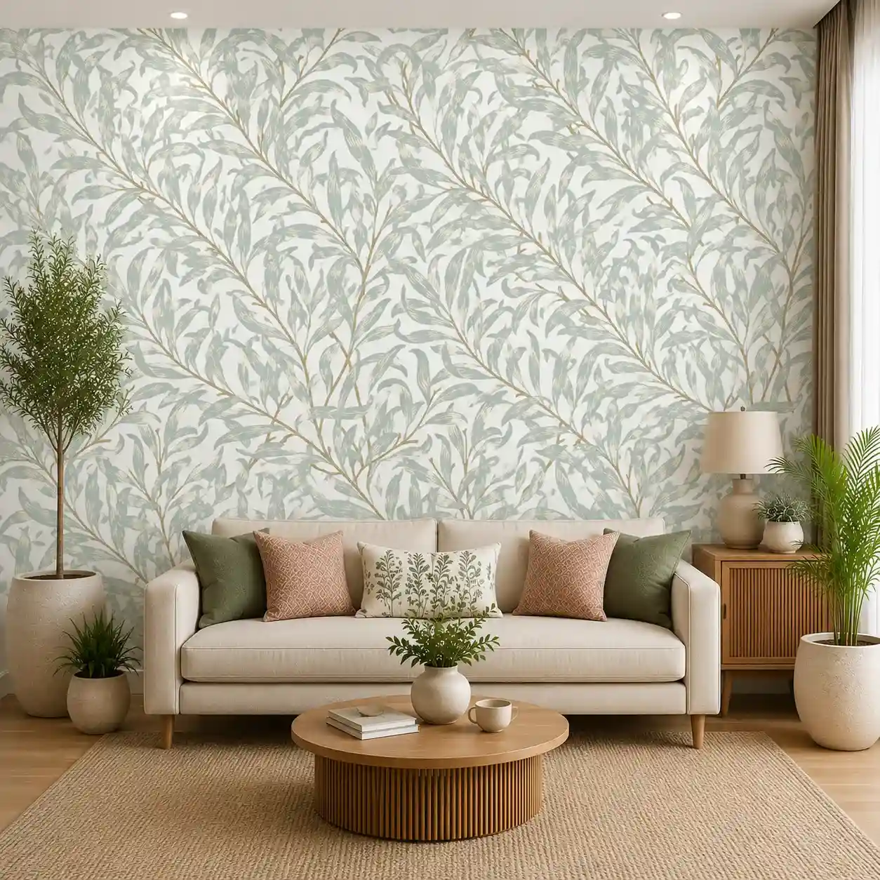 Sage Leaf Botanical Wallpaper – Soft Green Floral Design 1 Sage Leaf Botanical Wallpaper – Soft Green Floral Design