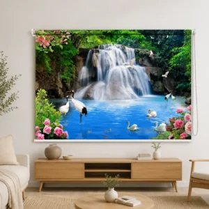 Serene Waterfall & Swan Lake Roller Blind