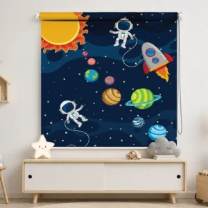 Space Adventure Kids Roller Blind – Astronaut Solar System Design