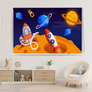 Space Adventure Rocket Roller Blind for Kids Room