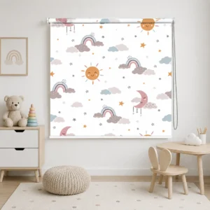 Sun, Moon & Rainbow Roller Blind for Kids Bedroom
