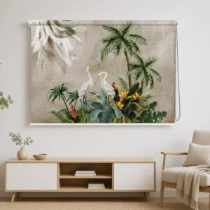 Tropical Heron & Palm Tree Roller Blind