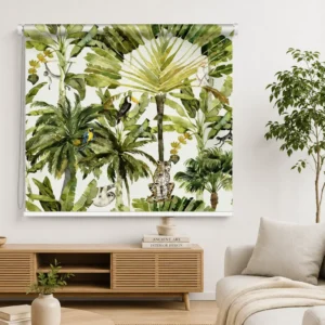 Tropical Paradise Wildlife Roller Blind – Toucan & Leopard Jungle Scene
