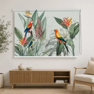 Tropical Parrot & Floral Roller Blind