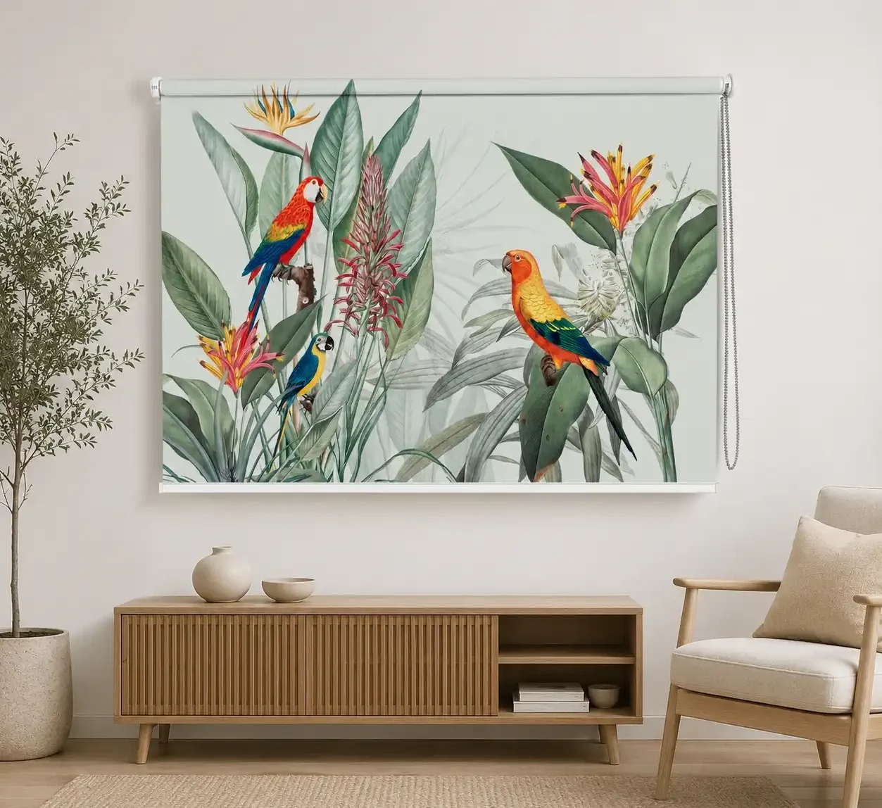 Tropical Parrot & Floral Roller Blind 1 Tropical Parrot & Floral Roller Blind