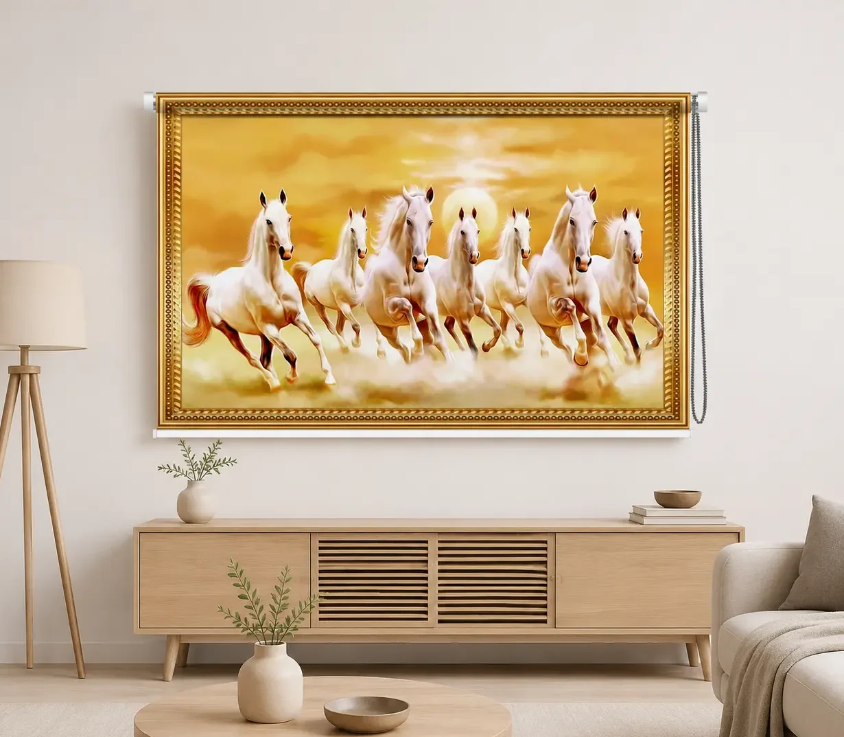 Vastu Seven White Horses Roller Blind 1 Vastu Seven White Horses Roller Blind