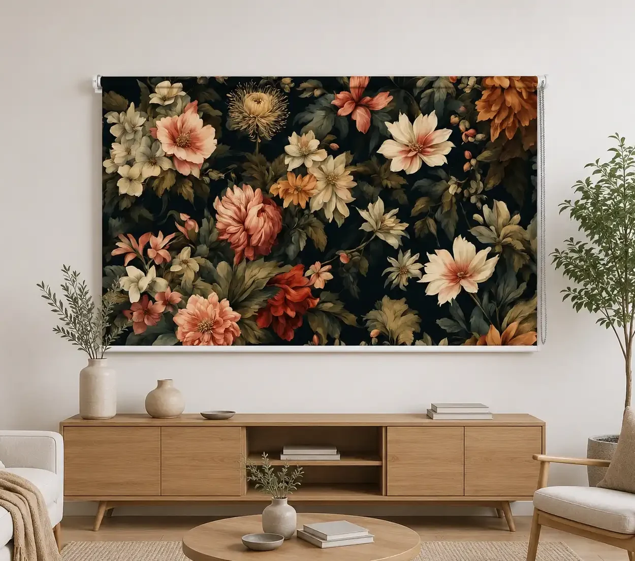 Vintage Dark Floral Roller Blind 1 Vintage Dark Floral Roller Blind
