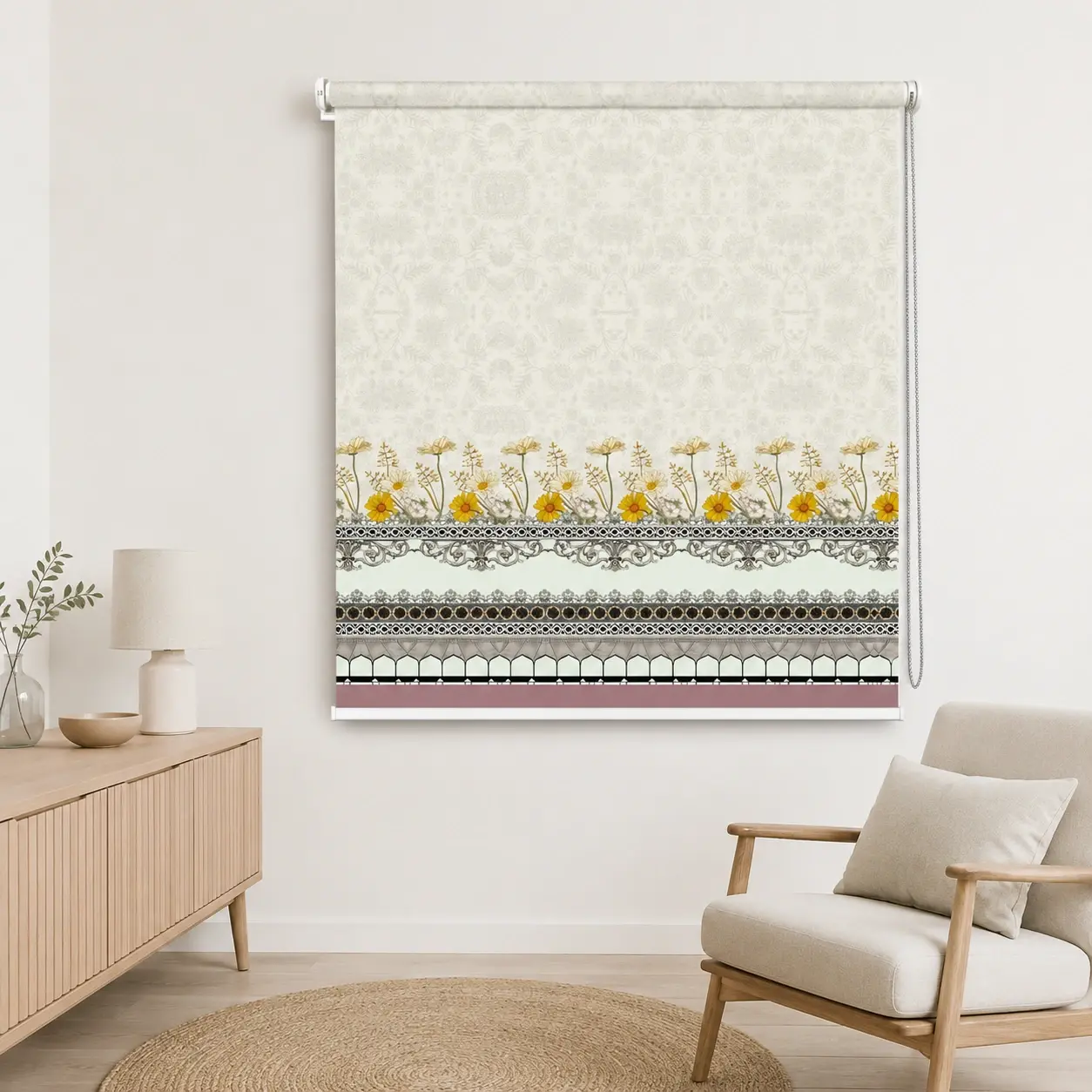 Vintage Floral Border Roller Blind 1 Vintage Floral Border Roller Blind