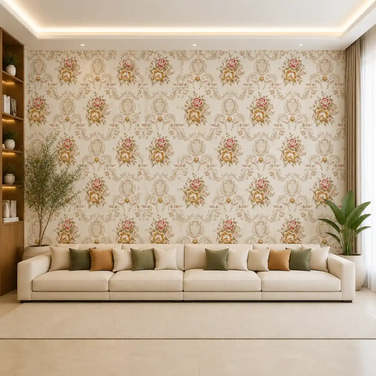 Vintage Floral Damask 3D Wallpaper – Classic Rose Bouquet Decor 1 Vintage Floral Damask 3D Wallpaper – Classic Rose Bouquet Decor