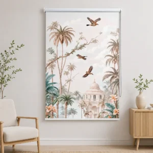 Vintage Paradise, Tropical Palm & Birds Roller Blind