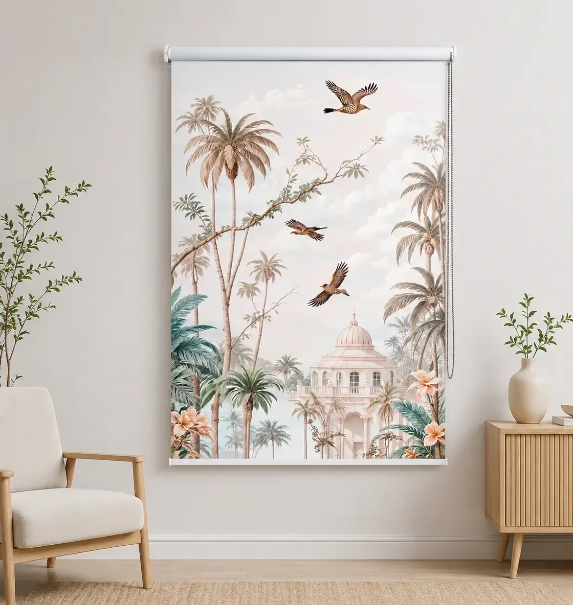 Vintage Paradise, Tropical Palm & Birds Roller Blind 1 Vintage Paradise, Tropical Palm & Birds Roller Blind