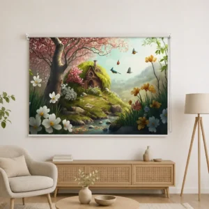Whimsical Floral, Enchanted Cottage Garden Roller Blind