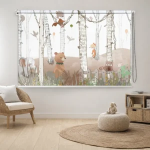 Woodland Forest Animals Roller Blind with Bear, Fox, Raccoon & Forest Friends