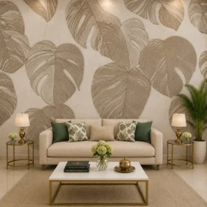 3D Tropical Monstera Leaf Wallpaper