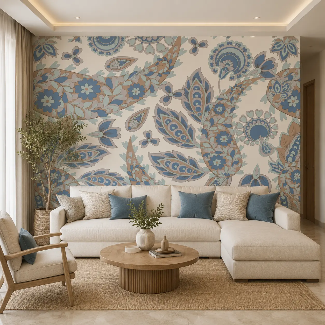 Blue Paisley Floral Wallpaper 1 Blue Paisley Floral Wallpaper