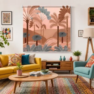 Boho, Tropical Palm 3D Printed Roller Blind for Window