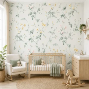 Botanical Pastel Wildflower Nursery Wallpaper