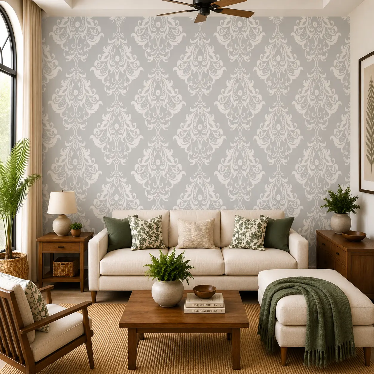 Classic Grey Damask Floral Pattern Wallpaper 1 Classic Grey Damask Floral Pattern Wallpaper