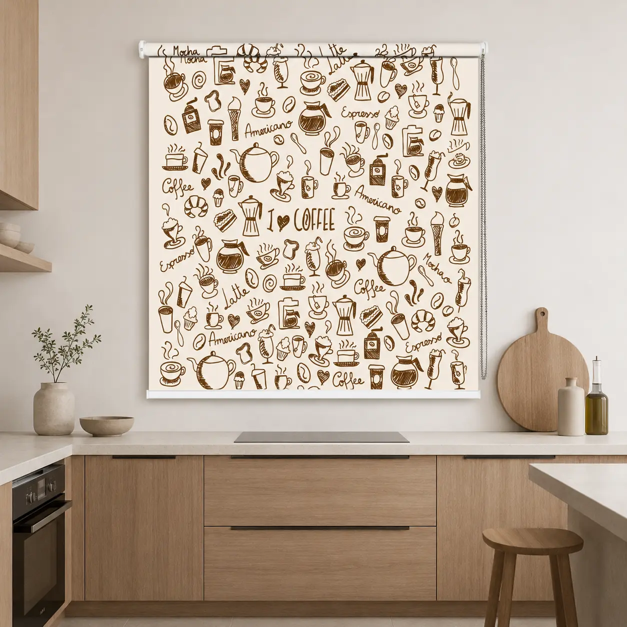 Coffee-Themed Printed Roller Blind for Cafe Window 1 Coffee-Themed Printed Roller Blind for Cafe Window