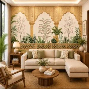 Floral Garden, Luxury Mughal Botanical Arch Wallpaper