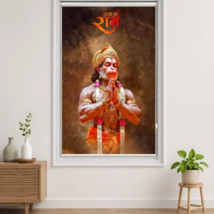 Jai Shri Ram Hanuman Prayer Roller Blind for Mandir