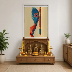 Krishna Flute & Peacock Feather Roller Blind