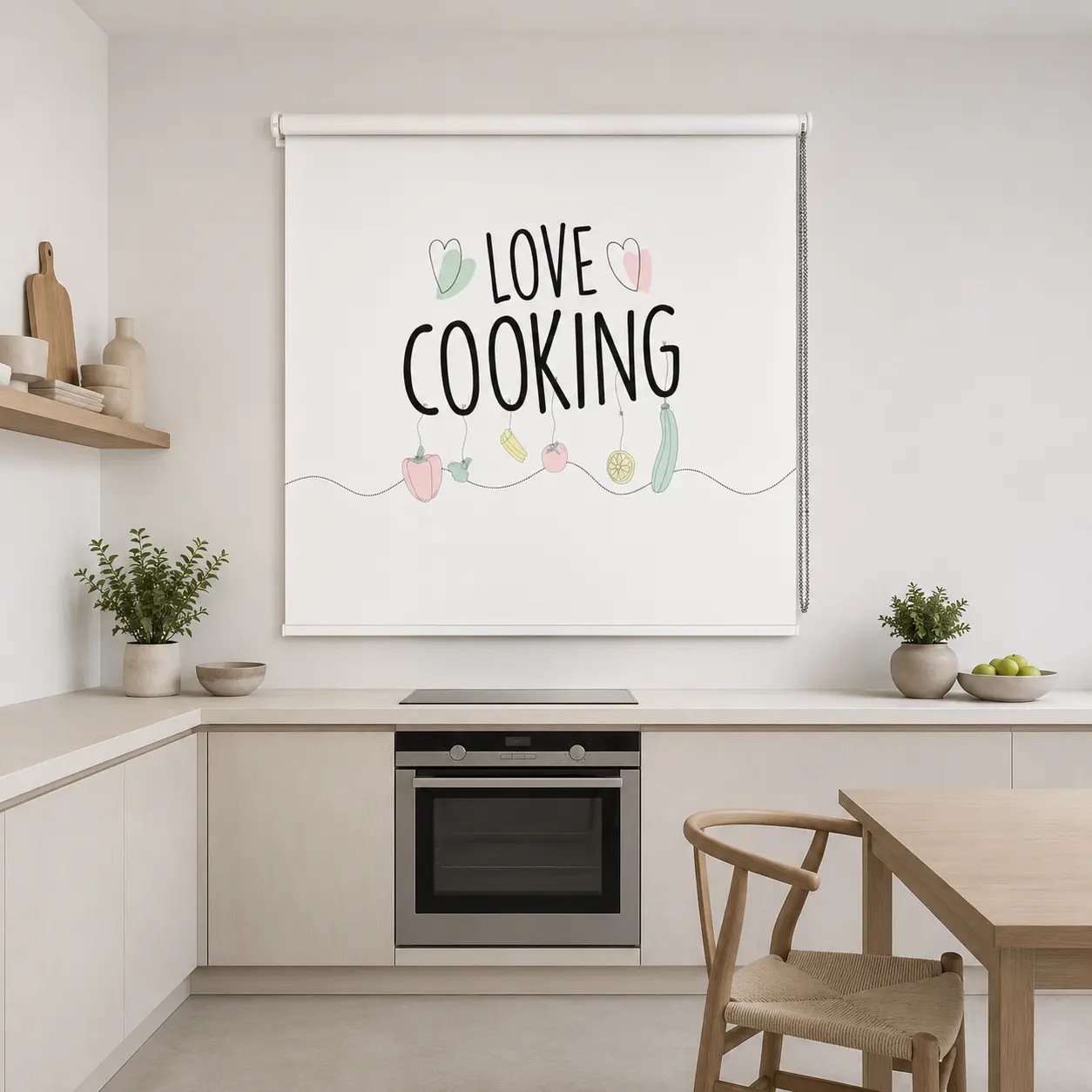 Love Cooking Kitchen Roller Blind – Modern Printed Window Blind 1 Love Cooking Kitchen Roller Blind – Modern Printed Window Blind