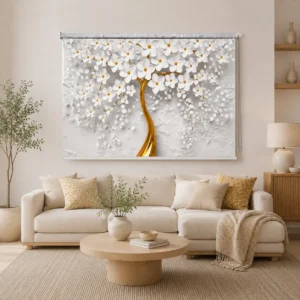 Luxury White Blossom Tree Roller Blind