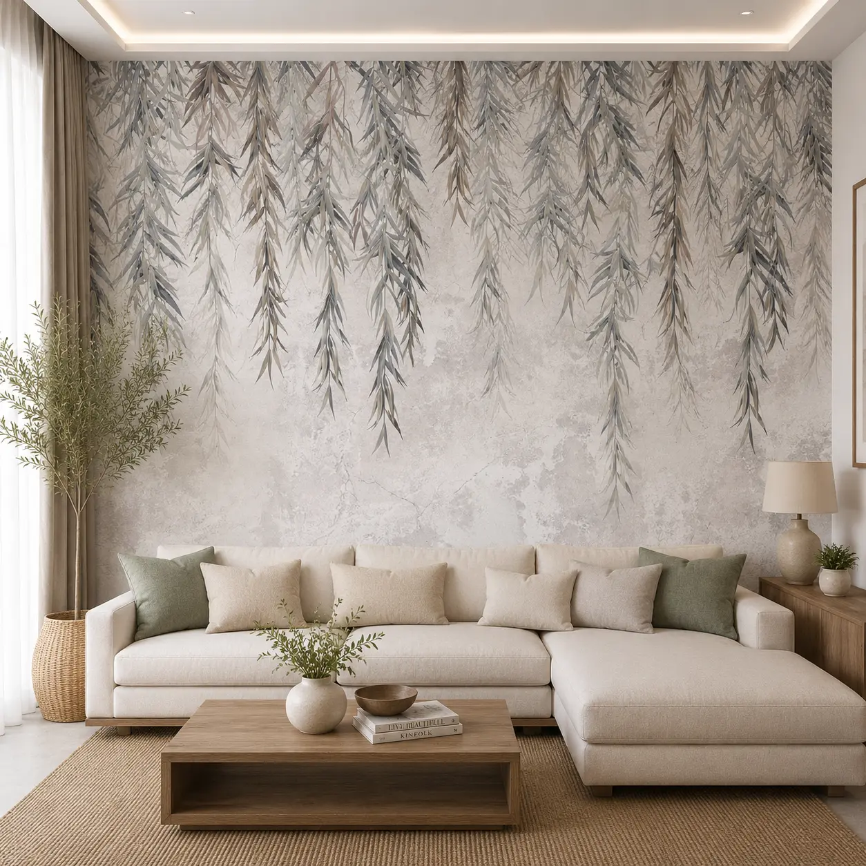 Minimalist Hanging Willow Leaves Wallpaper 1 Minimalist Hanging Willow Leaves Wallpaper