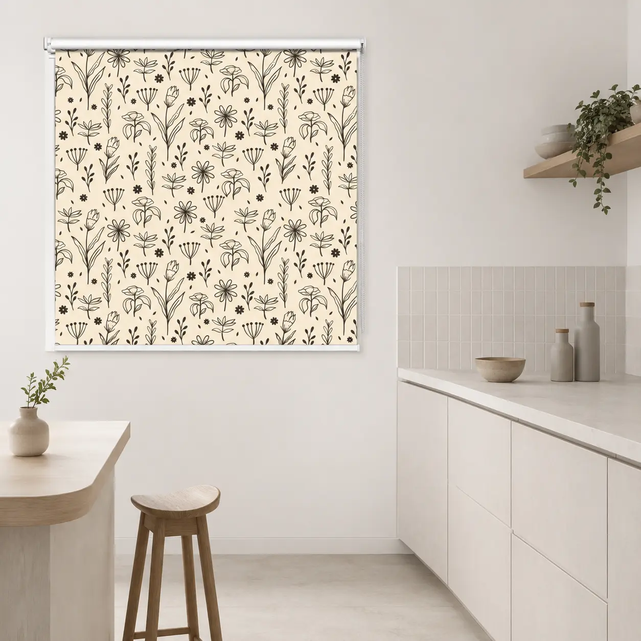 Minimalist Wildflower Botanical Printed Roller Blind 1 Minimalist Wildflower Botanical Printed Roller Blind