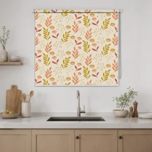 Modern Abstract Floral Printed Roller Blind – Peach & Sage Botanical