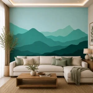Modern Abstract Green Mountain Wallpaper
