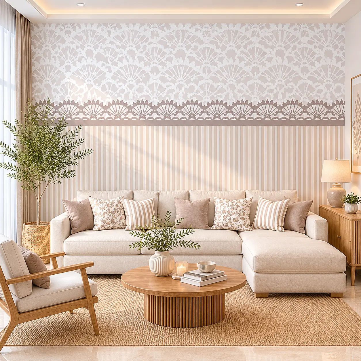 Neutral Art Deco Fan Wallpaper 1 Neutral Art Deco Fan Wallpaper