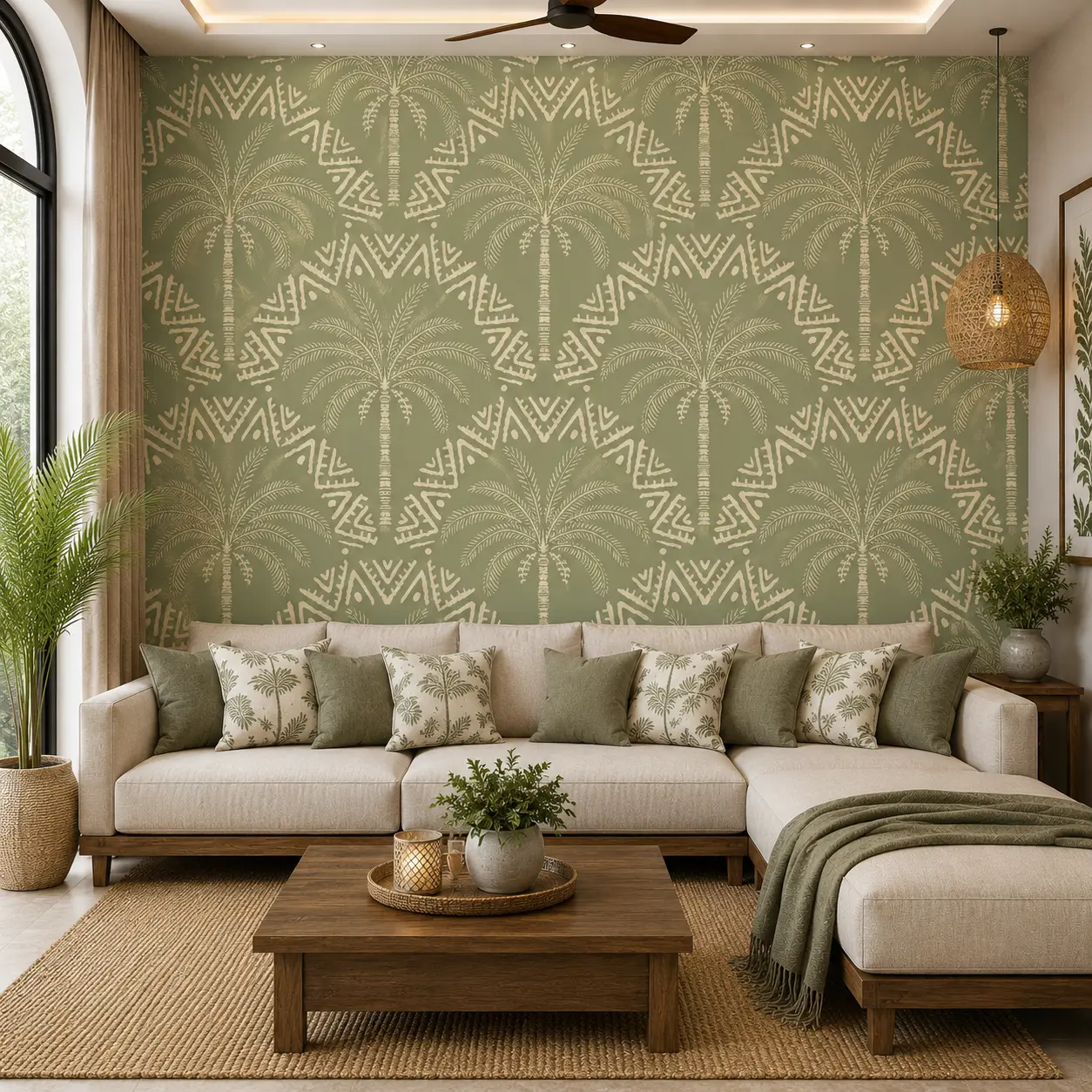 Sage Green Tropical Palm Wallpaper 1 Sage Green Tropical Palm Wallpaper