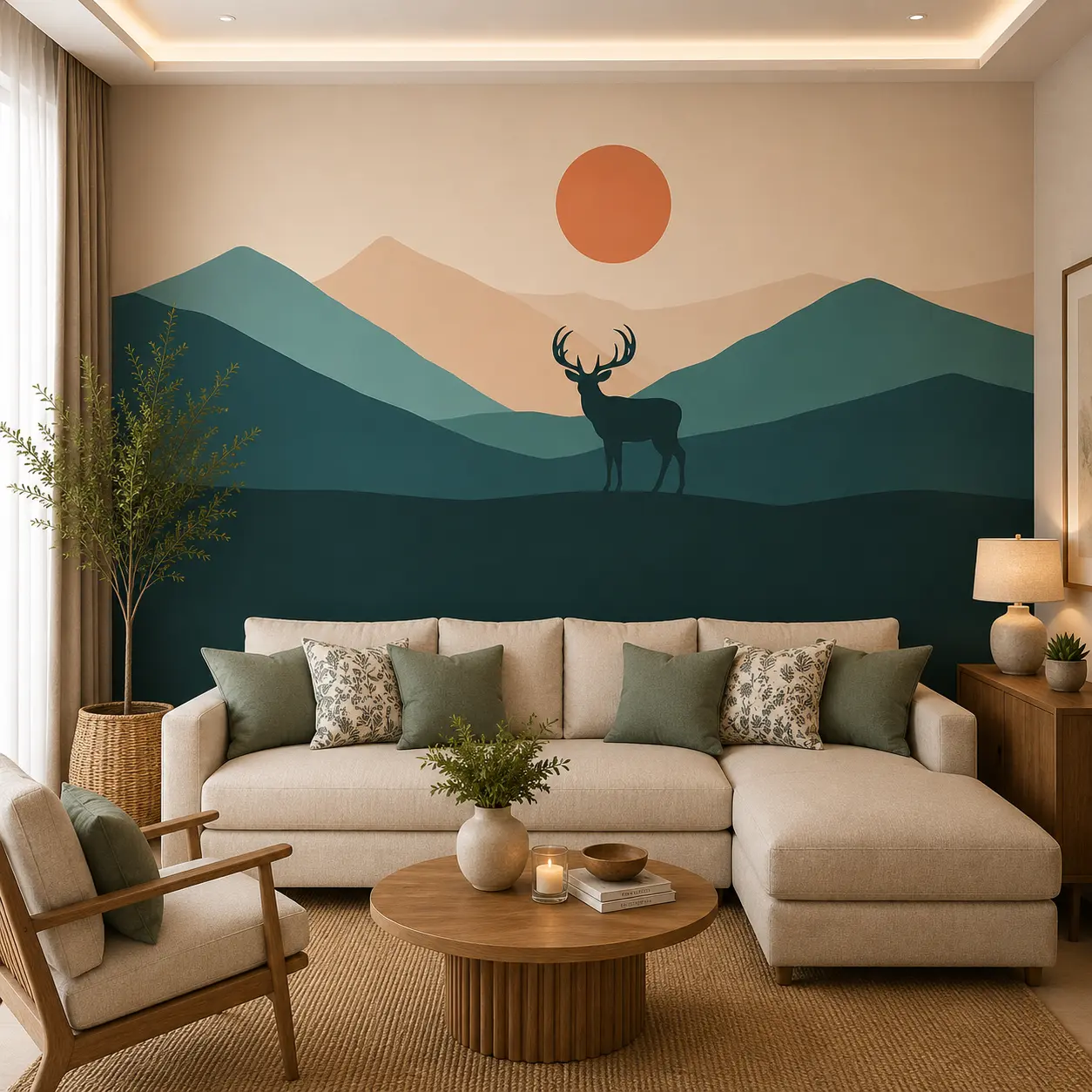 Scandinavian Design Minimalist Mountain Deer Wallpaper 1 Scandinavian Design Minimalist Mountain Deer Wallpaper