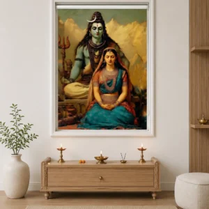 Shiva Parvati Meditation Roller Blind for Mandir or Puja Room