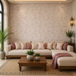 Soft Blush Vintage Botanical Floral Vine Wallpaper