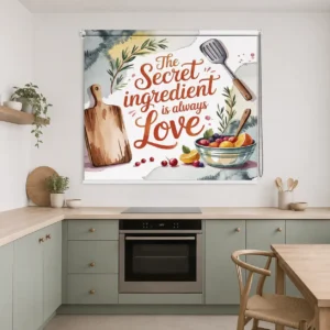 The Secret Ingredient Is Always Love Kitchen Quote Roller Blind