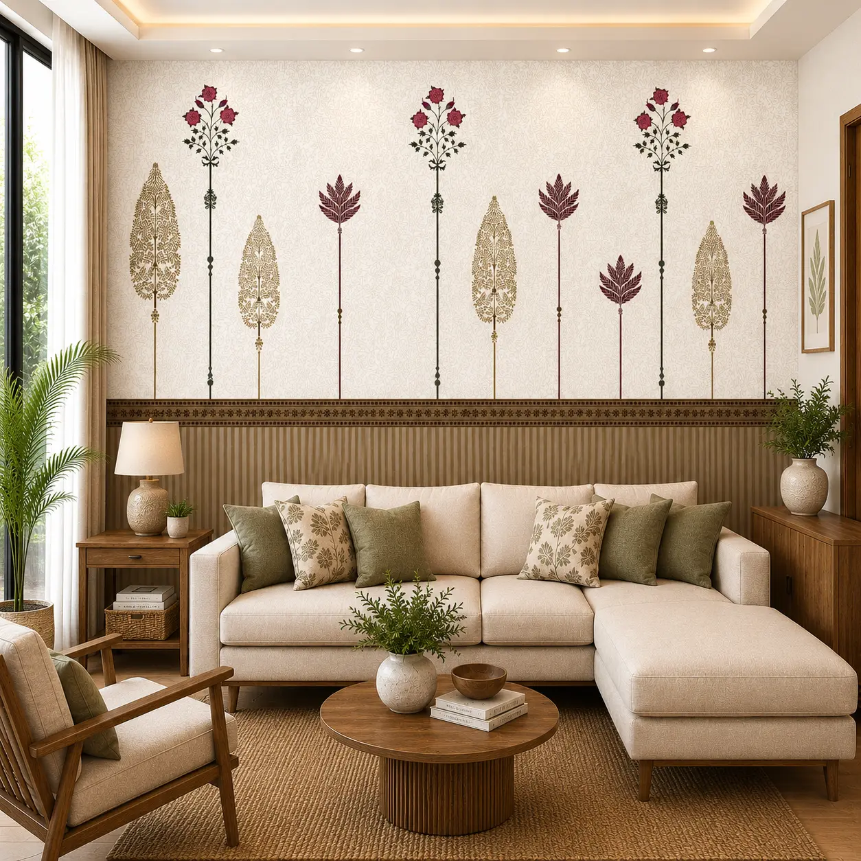 Traditional Indian Heritage Botanical Floral Motif Wallpaper 1 Traditional Indian Heritage Botanical Floral Motif Wallpaper